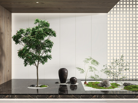  现代绿植景观小品3d模型 