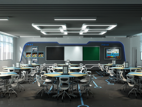  现代科技实验教室3d模型 