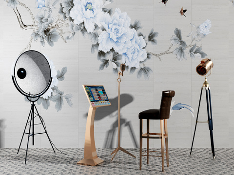  现代KTV点歌台麦克风舞台灯3d模型 