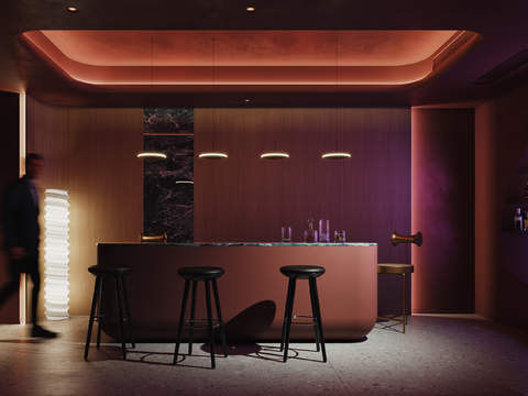  现代轻奢水吧3d模型 