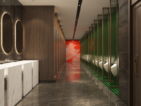  酒店洗手间 公共卫生间3d模型 