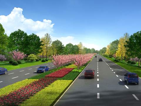  现代道路桥梁景观psd 