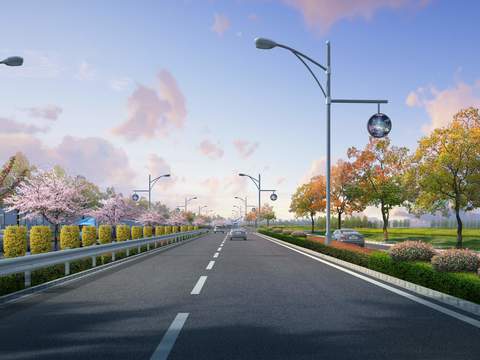  城市道路 绿化带psd 