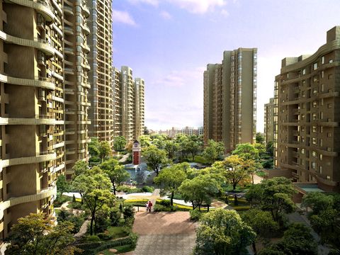  现代住宅楼小区外观psd 