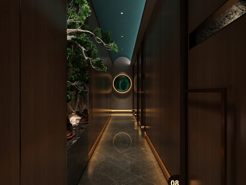  沐足阁 足浴店 走廊过道3d模型 