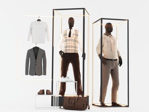  现代男装服装橱窗模特3d模型 