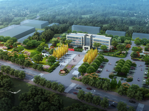  现代广场鸟瞰psd 