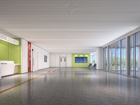  现代医院急诊大厅3d模型 