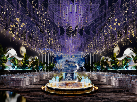  酒店宴会厅 婚宴厅3d模型 