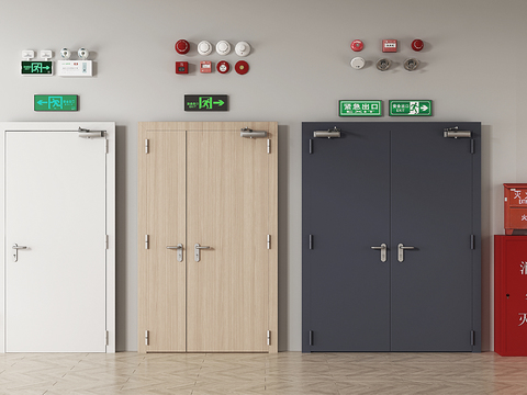  消防门 防火门 安全门 消防栓3d模型 