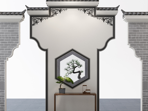  新中式园林小品景观3d模型 