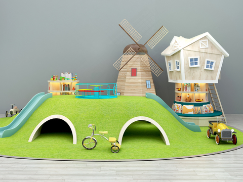  现代儿童游乐设施3d模型 