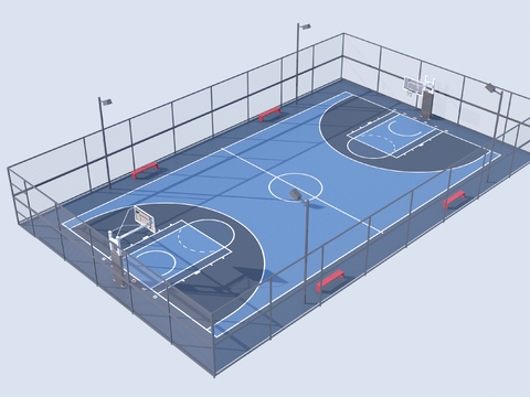  球场 篮球场3d模型 