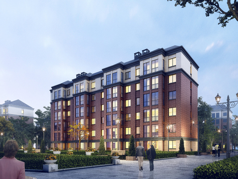  现代住宅楼建筑外观psd 