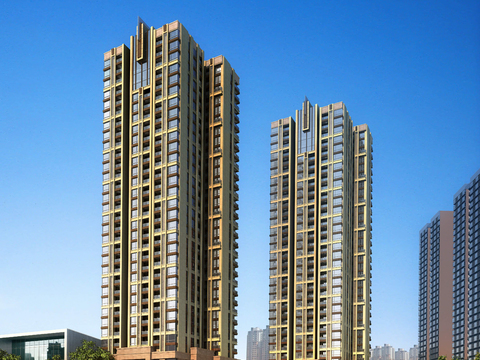  现代住宅楼建筑外观psd 