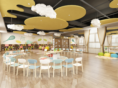  现代幼儿园音体室3d模型 