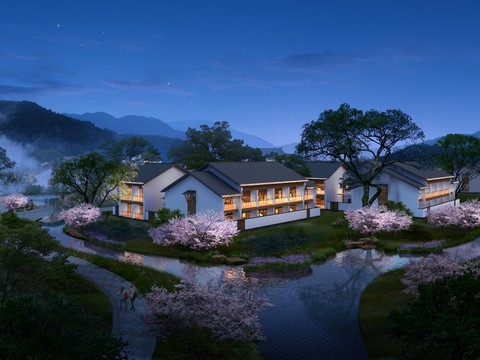  新中式湿地公园园林景观psd 