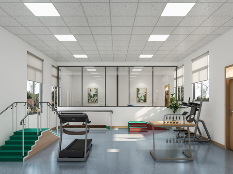  现代医院康复训练室3d模型 