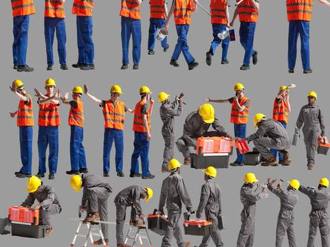  现代工人人物psd 