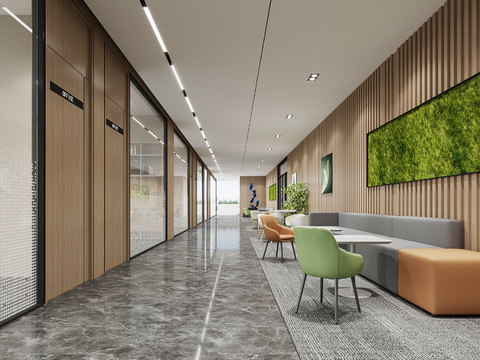  办公室走廊 过道3d模型 