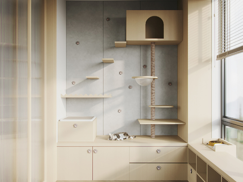  现代猫房阳台3d模型 