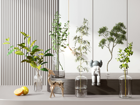  绿植水养花瓶3d模型 