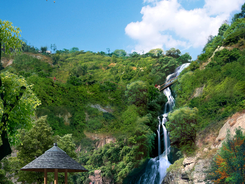  现代森林山间瀑布psd 