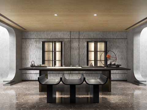  黄全设计 新中式茶室3d模型 