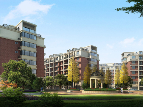  现代住宅楼建筑外观psd 