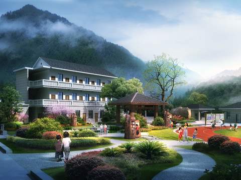  新中式美丽乡村公园psd 