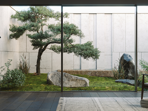  新中式庭院园林景观3d模型 