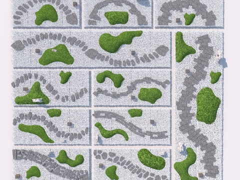  庭院汀步 微地形3d模型 