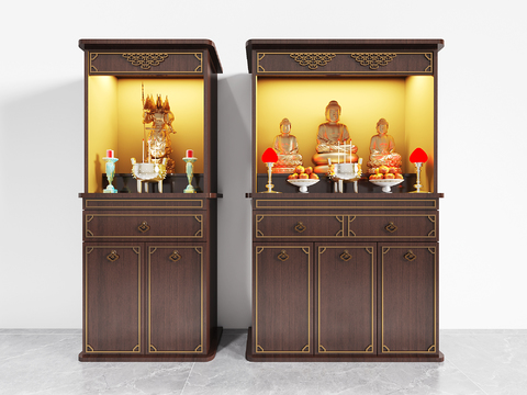  新中式佛龛3d模型 