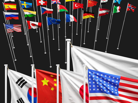  现代国旗旗帜3d模型 