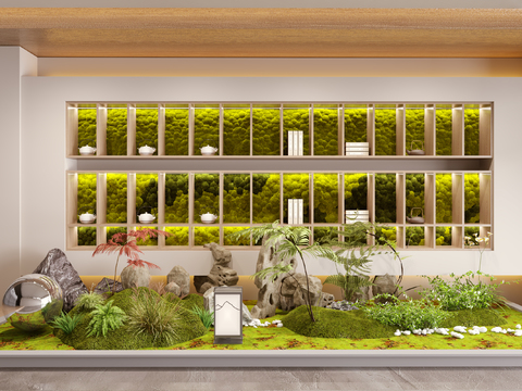  景观小品 苔藓造景 植物墙3d模型 