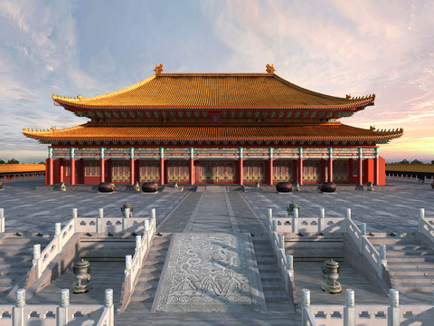  中式古建皇宫太和殿3d模型 
