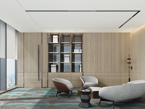  现代办公洽谈室3d模型 