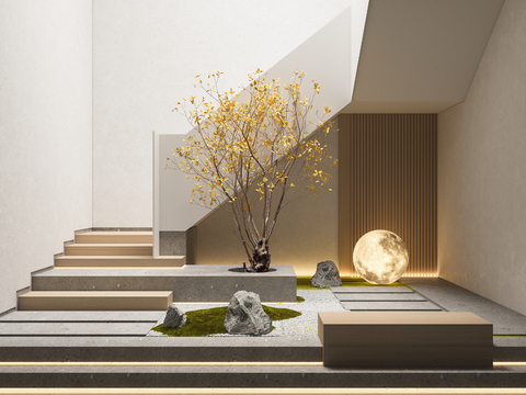  楼梯间造景 园艺小品3d模型 