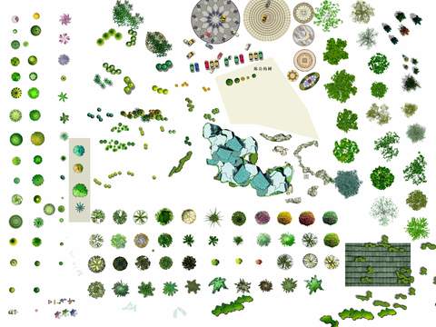  现代平面植物景观psd 