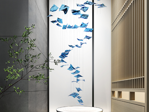  新中式玄关艺术装置雕塑3d模型 