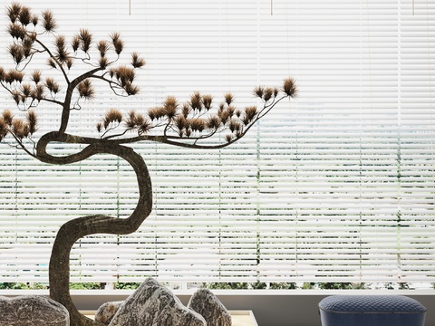  现代干树假山小品3d模型 