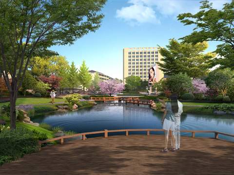  现代湿地公园园林景观psd 