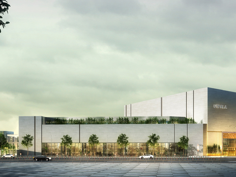  现代售楼处建筑外观psd 