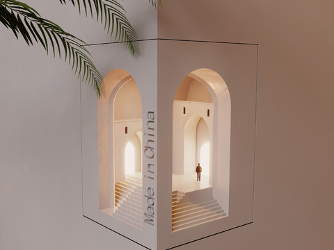  侘寂嵌入式转角石膏灯3d模型 