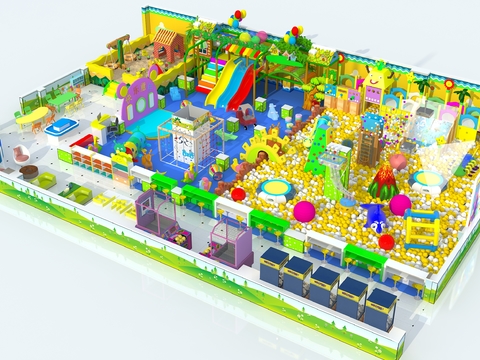  现代淘气堡儿童乐园游乐设施3d模型 