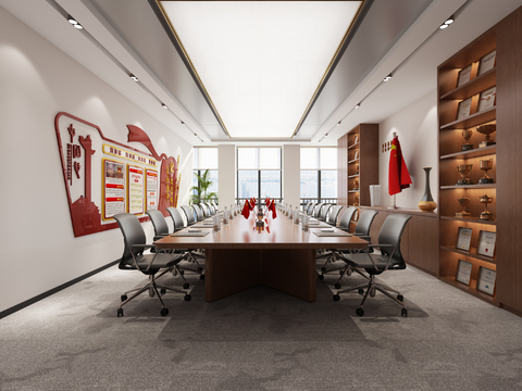  现代党政会议室3d模型 