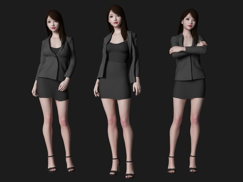  办公美女 站姿人物3d模型 