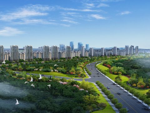  道路桥梁鸟瞰psd 