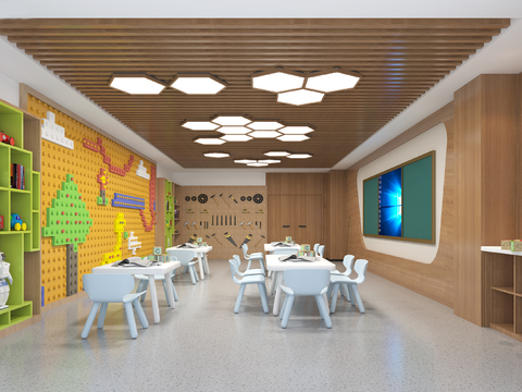  现代乐高教室3d模型 