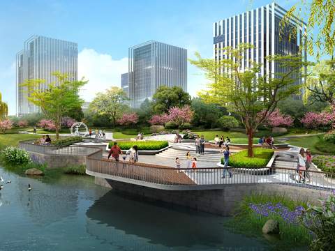  观光栈道 河滨公园psd 